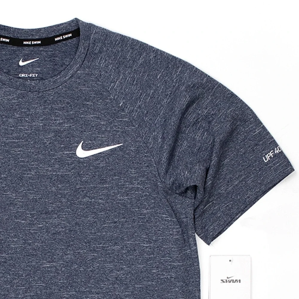 Nike Swim Men’s M dri-fit Short-Sleeve Hydroguard T-Shirt Navy heather NEW NWT